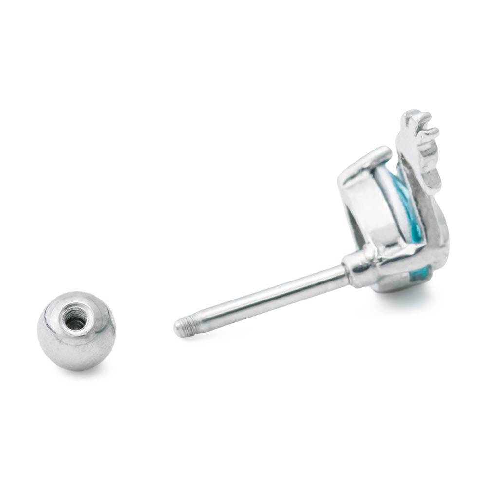 16g 5/16” Aqua Jeweled Swan Straight Barbell — Swan Design