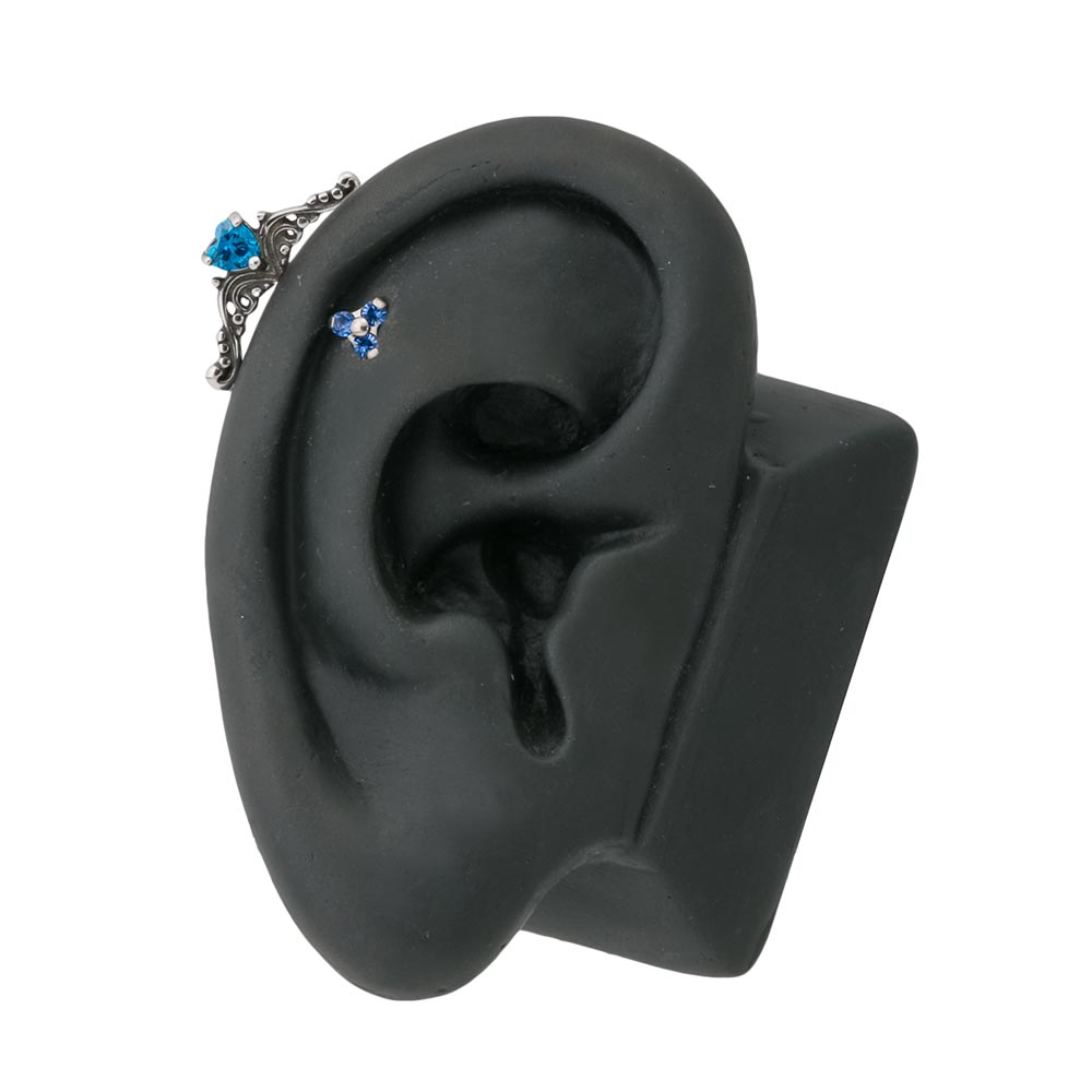 Blue Jeweled Cupid’s Bow Ear Charm