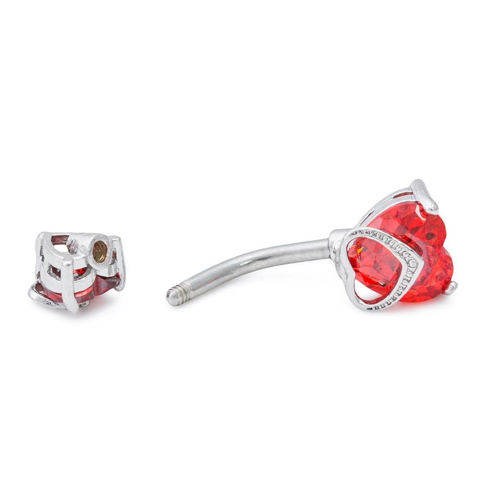 Double Jeweled Royal Heart Top Down Belly Button Ring