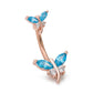 14g 3/8” PVD Rose Gold Double Jeweled Dragonfly Belly Button Ring