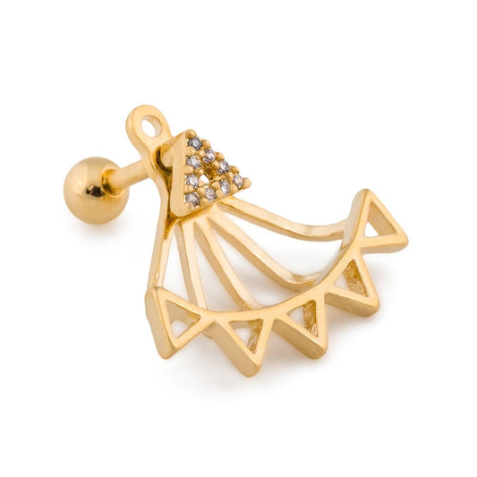 16g 1/4” Vector Triangles Gold Plated Cartilage Earring