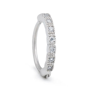 18g 3/8” Antique Crystal Band Rhodium Plated Clicker - Painful Pleasures