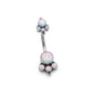 Tilum 14g 7/16” Double White Opal Cluster Titanium Belly Button Ring