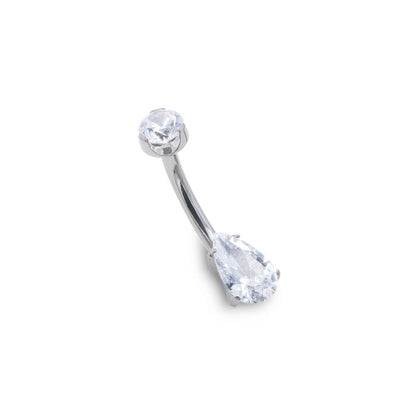 Tilum 14g Teardrop Jeweled Titanium Belly Button Ring - Painful Pleasures