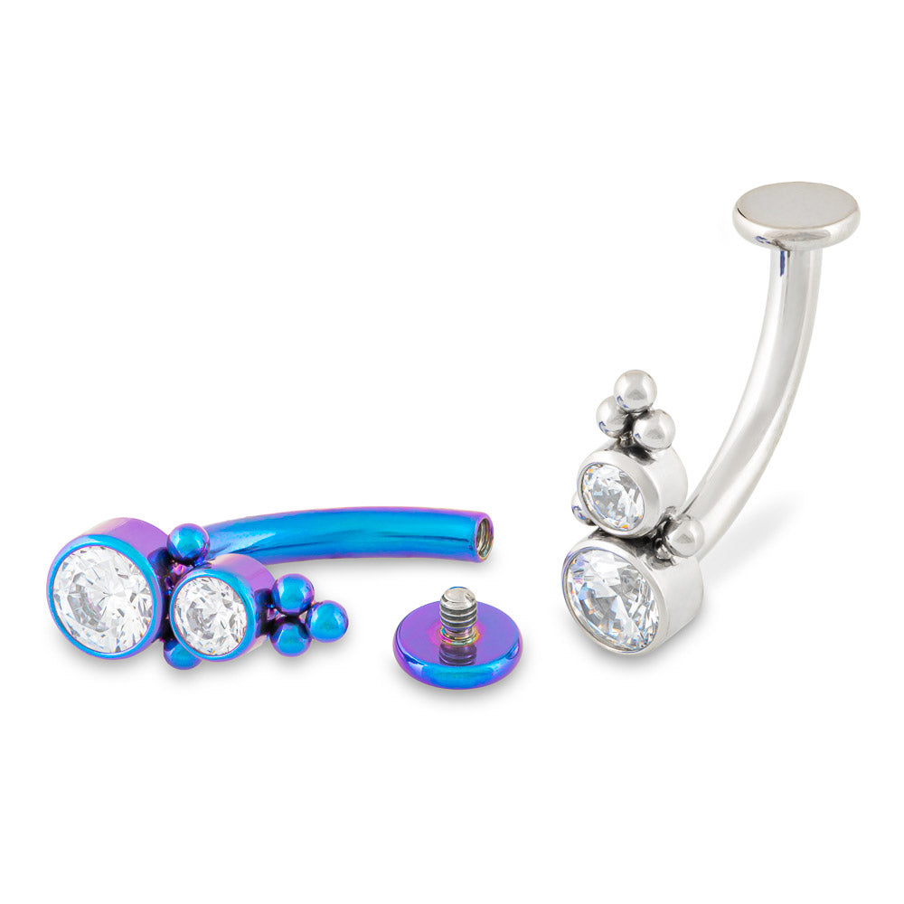 Tilum 14g 3/8” Internal Jeweled Bubbles Titanium Belly Button Ring
