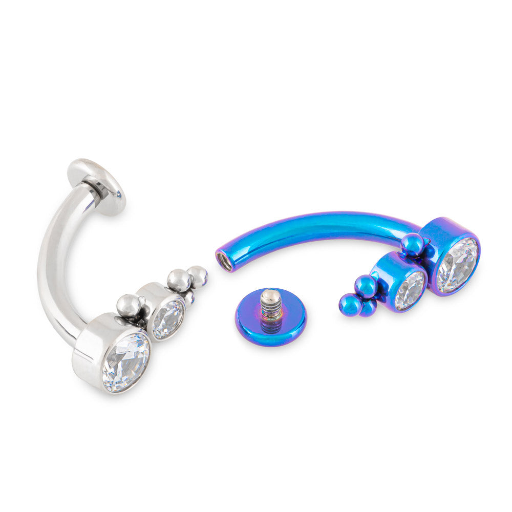 Tilum 14g 3/8” Internal Jeweled Bubbles Titanium Belly Button Ring