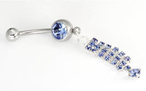 14g 7/16" Multi-Jewel Dangle on a Single Jewel Belly Button Ring - Painful Pleasures