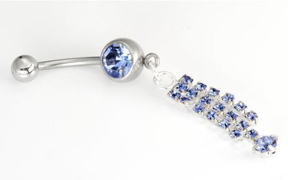 14g 7/16" Multi-Jewel Dangle on a Single Jewel Belly Button Ring - Painful Pleasures