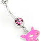 14g 7/16" Pink Mischievous Kitty Dangle Belly Button Ring