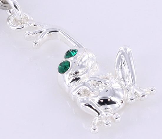 Single Gem with Hanging Frog Belly Button Ring Detail