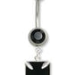 14g 7/16" Independent Black Cross Belly Button Ring