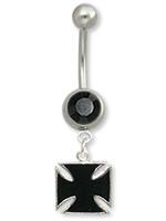 14g 7/16" Independent Black Cross Belly Button Ring