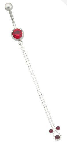 Long Double Chain Dangle with Jewels Belly Button Ring
