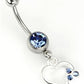14g 7/16" Hollow Heart & Jewel Dangle Belly Button Ring