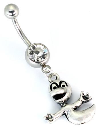 14g 7/16" Casper the Ghost Charm Belly Button Ring