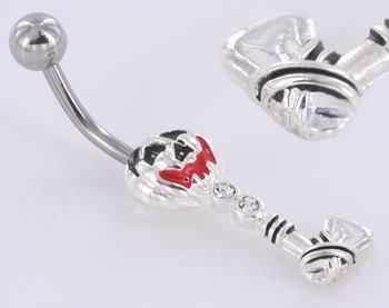 14g 7/16" Evil Pumpkin with Axe Dangle Belly Button Ring