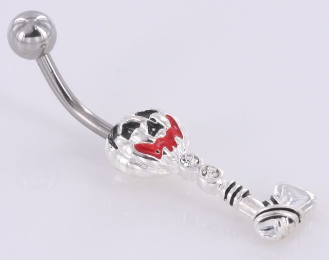Evil Pumpkin with Axe Dangle Belly Button Ring