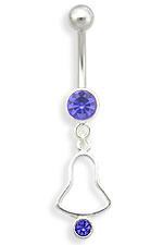 14g 7/16" Purple Jewel with Liberty Bell Dangle Belly Button Ring