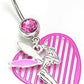 14g 7/16" Pink Jewel with Tinker Fairy Dangle Belly Button Ring