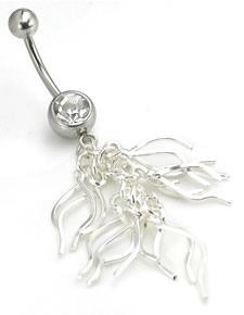 14g 7/16" Crystal Flurry Belly Button Ring - Painful Pleasures