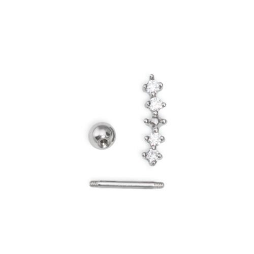 16g Stainless Steel Ear Jewelry with Crystal Linear Charm