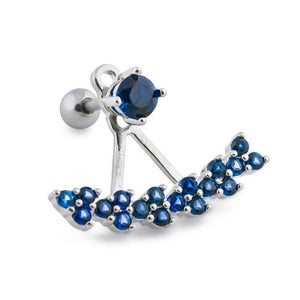 16g 1/4” Deep Blue Trinity Rhodium Plated Earring - Painful Pleasures