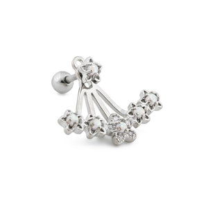 16g 1/4” Opal Star Flower Rhodium Plated Cartilage Earring - Painful Pleasures
