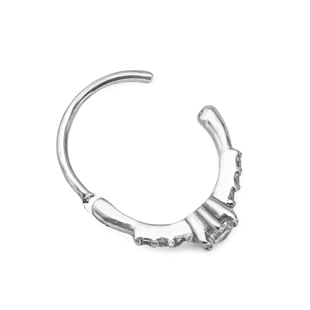 18g 3/8” Tiered Crystal Rhodium Plated Steel Clicker