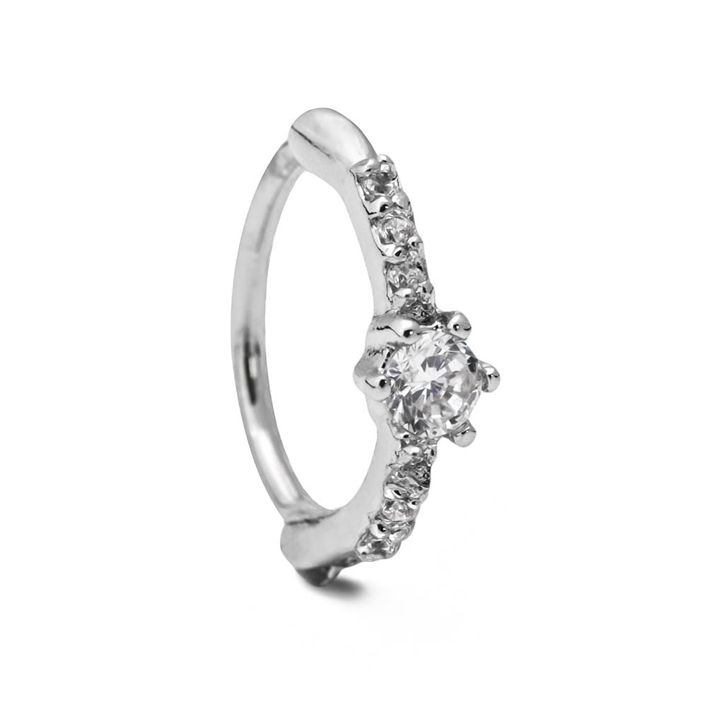 18g 3/8” Tiered Crystal Rhodium Plated Clicker