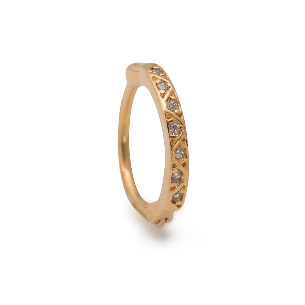 18g 3/8” Crystal Channel Gold Plated Clicker
