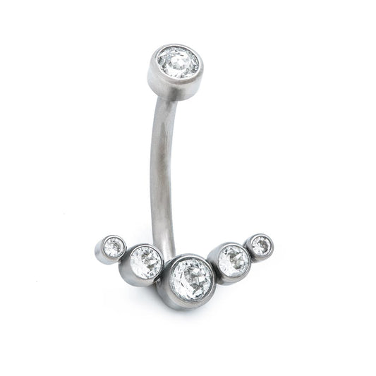 Tilum 14g 7/16” Crescent Jewel Cluster Titanium Belly Button Ring