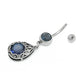 Antique Teardrop Frame Sapphire Blue Jeweled Belly Button Ring