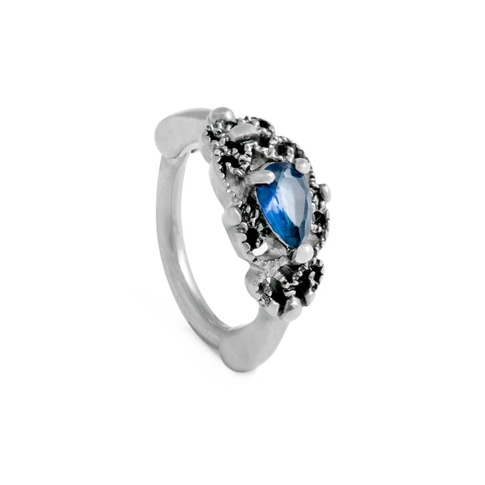 14g 3/8” Blue Teardrop Nobility Clicker Ring — Price Per 1