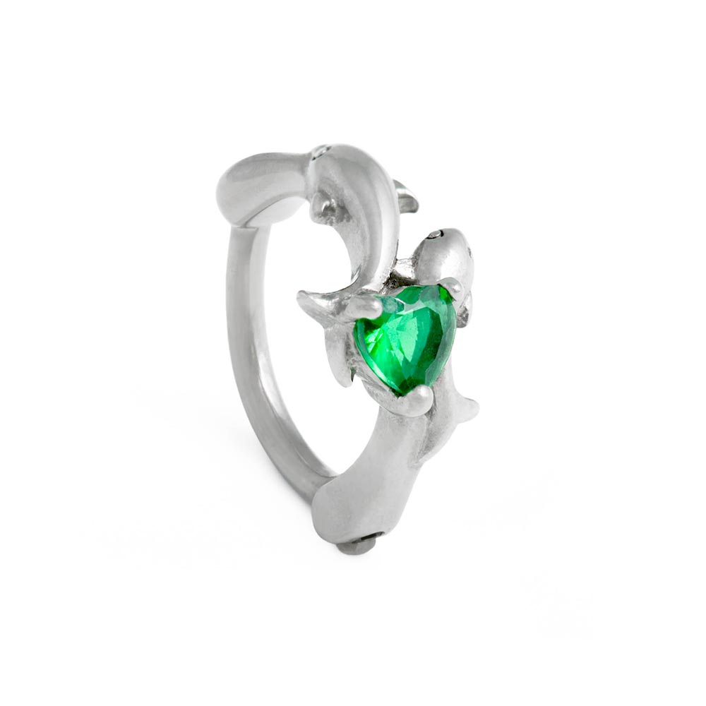 14g 3/8” Sea Green Dolphin Lovers Clicker Ring — Price Per 1