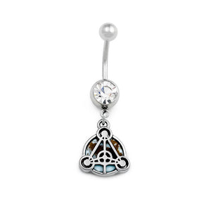 14g 3/8” Turquoise Stone Scutum Fidei Dangle Belly Button Ring - Painful Pleasures
