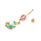 14g 3/8” PVD Gold Unicorn Magic Dangle Belly Button Ring (Full)