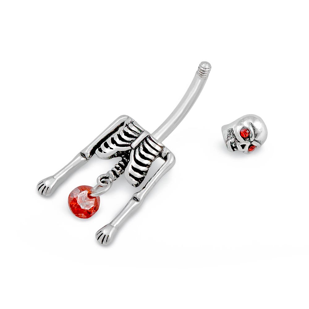 14g 3/8” Wicked Eyes Skeleton Belly Button Ring (Full)