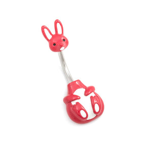 14g 3/8” Red Woodland Bunny Belly Button Ring - Painful Pleasures