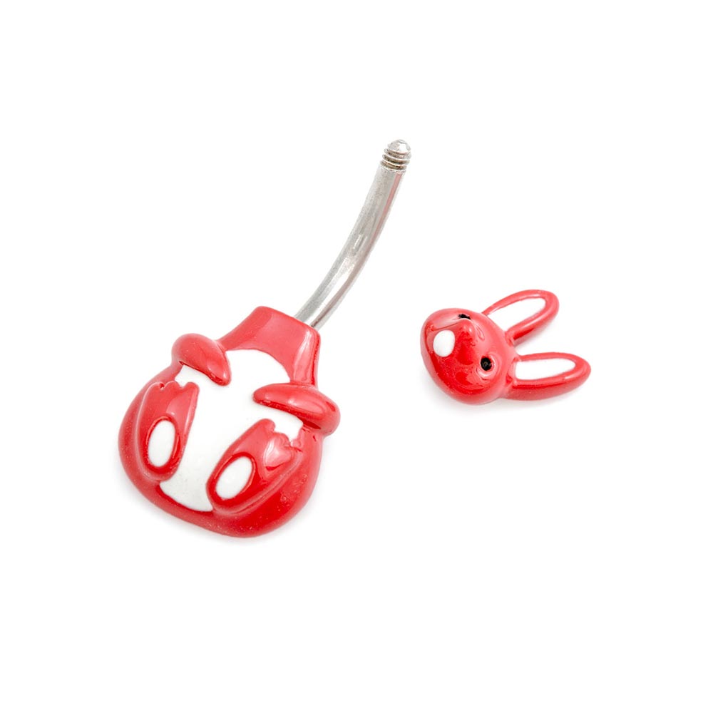 14g 3/8” Red Woodland Bunny Belly Button Ring