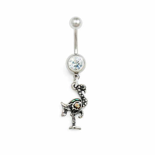 14g 3/8” Vintage Flamingo Dangle Belly Button Ring