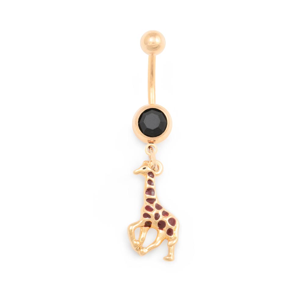 14g 3/8” PVD Gold African Giraffe Belly Button Ring