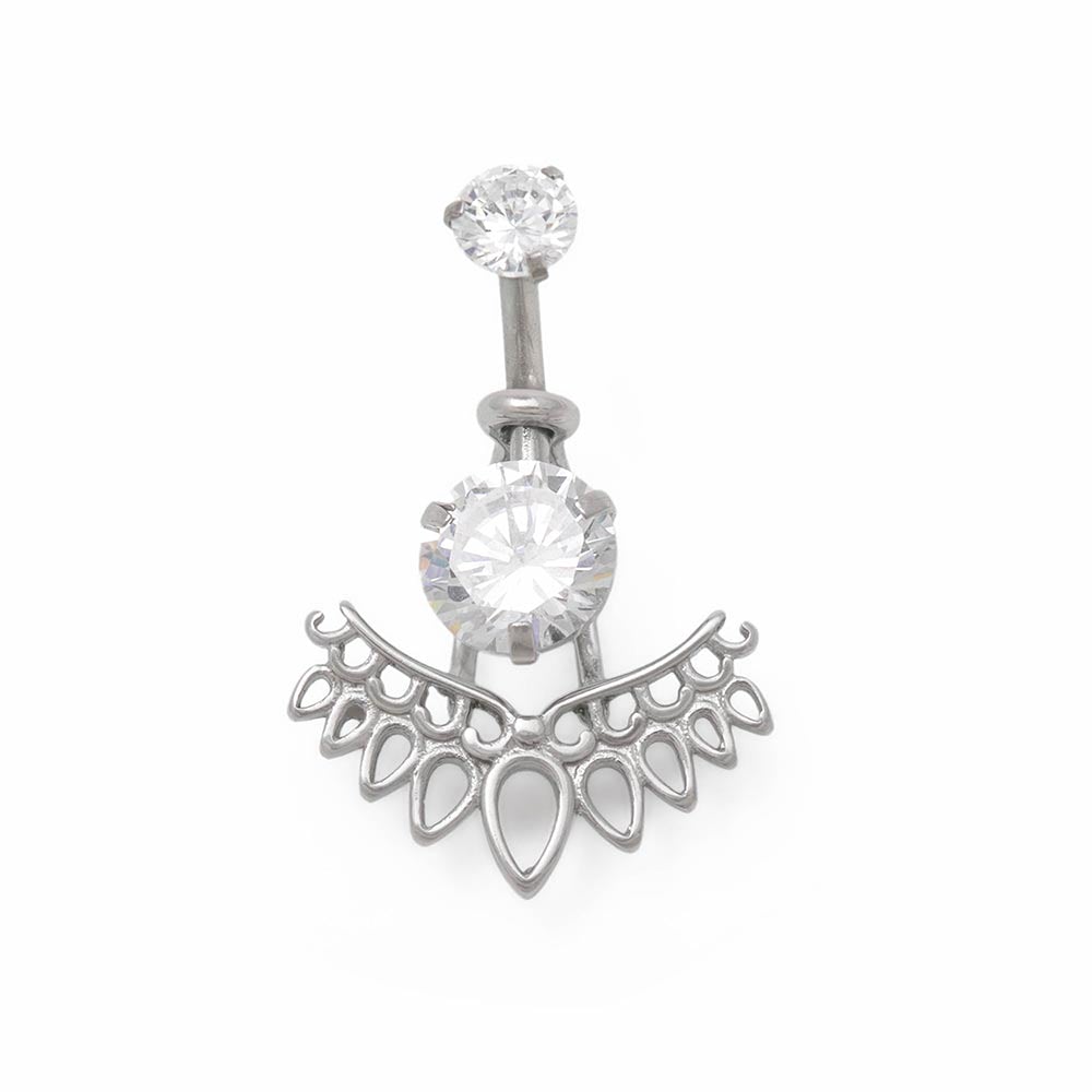 14g 3/8" Silver Wing Belly Button Ring