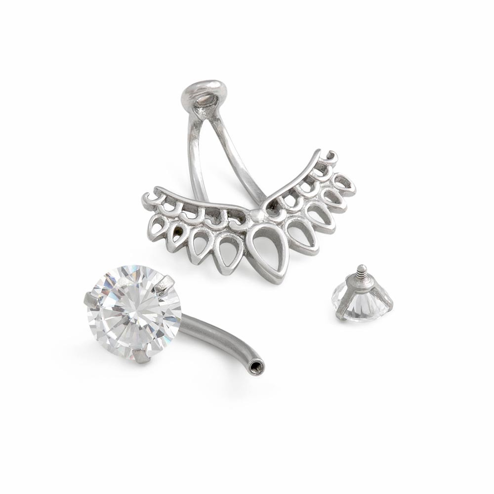 14g 3/8" Silver Wing Belly Button Ring (Thumbnail)