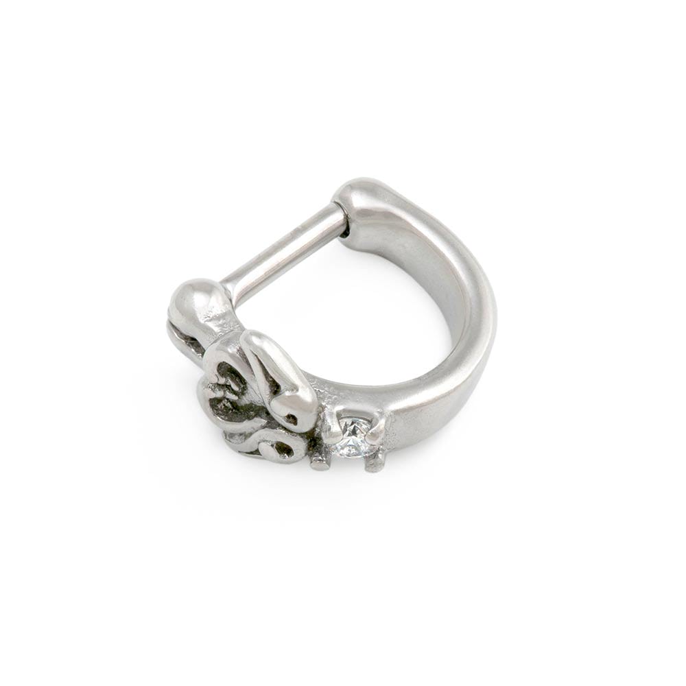 16g Winged Crystal Heart Clicker D-Ring — Price Per 1
