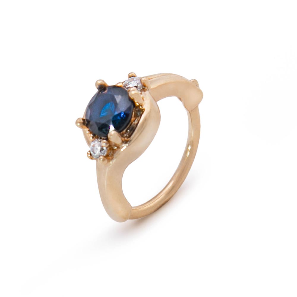 18g 3/8” Gold Plated Sapphire Regality Clicker Ring