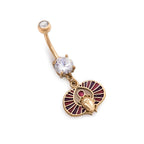 14g 3/8” PVD Gold Egyptian Scarab Dangle Belly Button Ring - Painful Pleasures