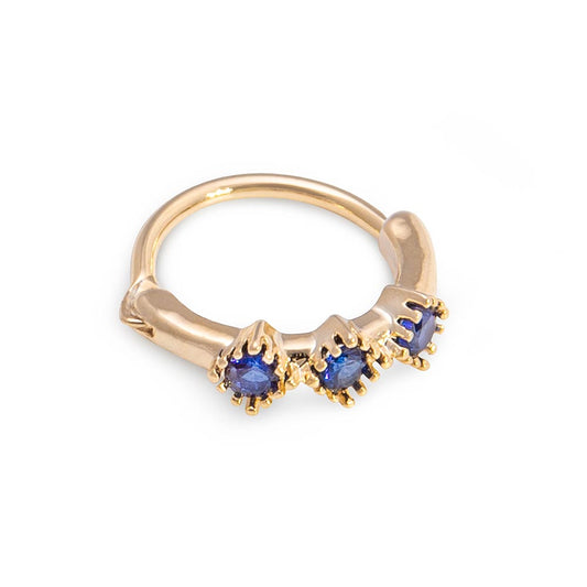 18g PVD Gold Triple Deep Blue Jewel Clicker