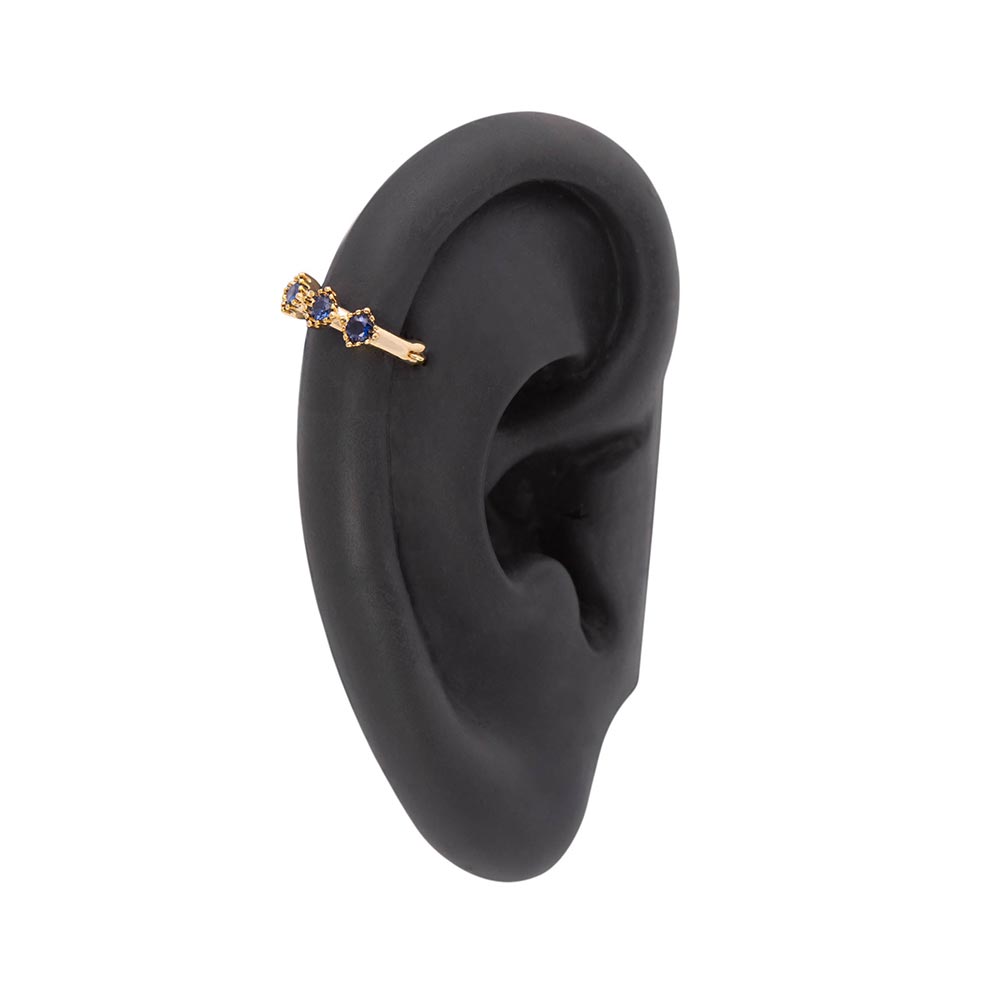 Clicker Pin 18g PVD Gold Triple Deep Blue Jewel Clicker – Painful Pleasures