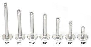 14g Replacement Flat Disc Steel Labret Post — Price Per 1 - Painful Pleasures