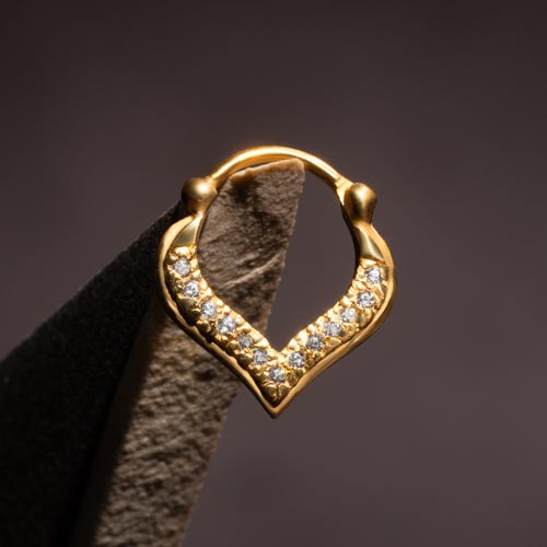 18g Gold Plated Crystal Jeweled Teardrop Septum Clicker